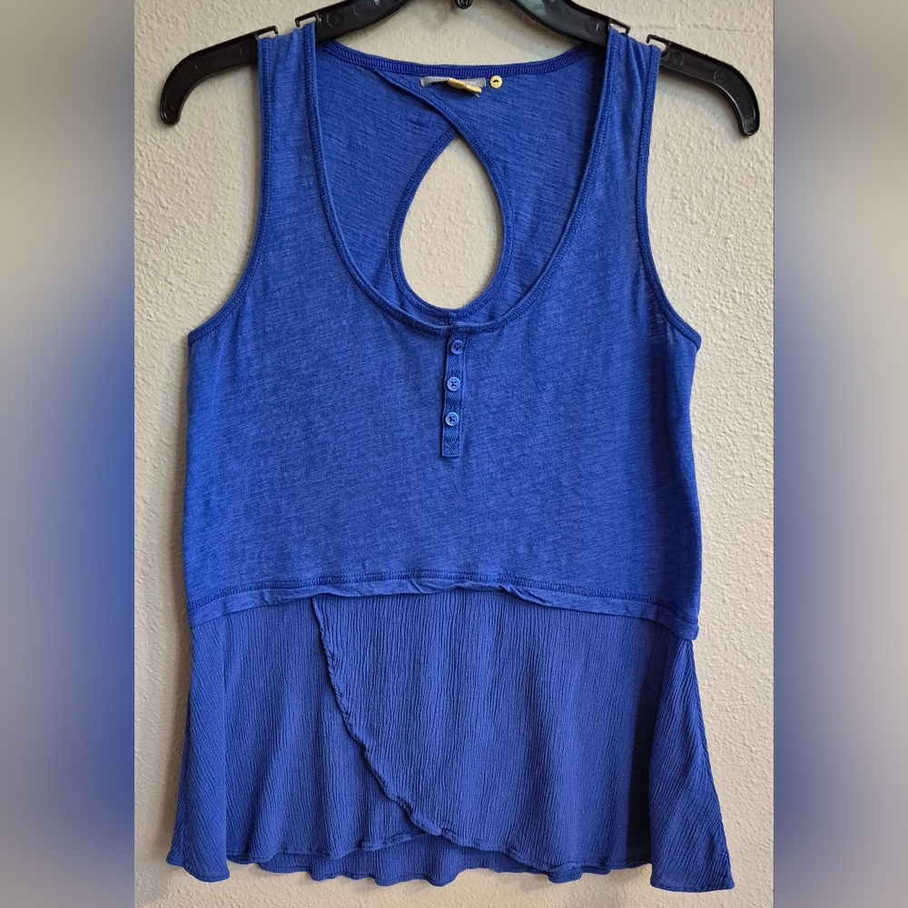 Anthropologie Women's XS Blue Keyhole Back Tank - Little Yellow Button Line